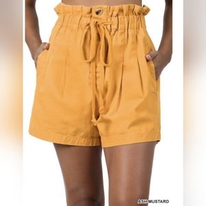 Zenana Canvas Paperbag Waist Shorts